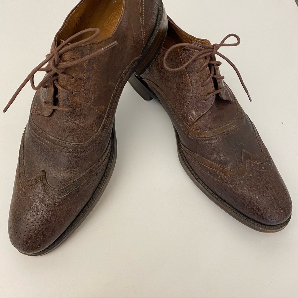 Frye || Mixed Leather Wingtip Oxford Derby Shoes Brown 10.5‎